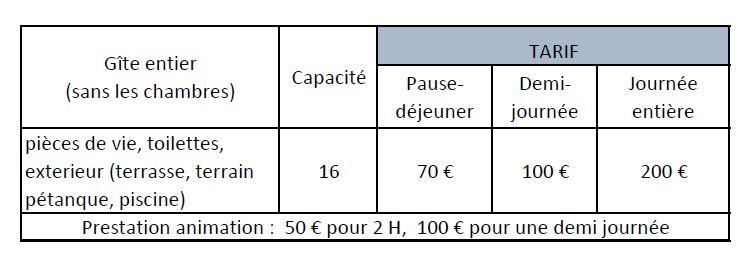 Tarif entreprise 1